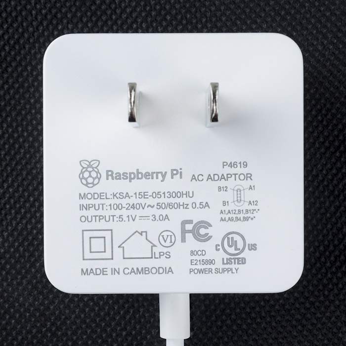 Adapter Raspberry Pi 3 Wall Adapter Power Supply for Raspberry Pi 4/3B+/3B - 5.1VDC, 3.0A, 15 ...